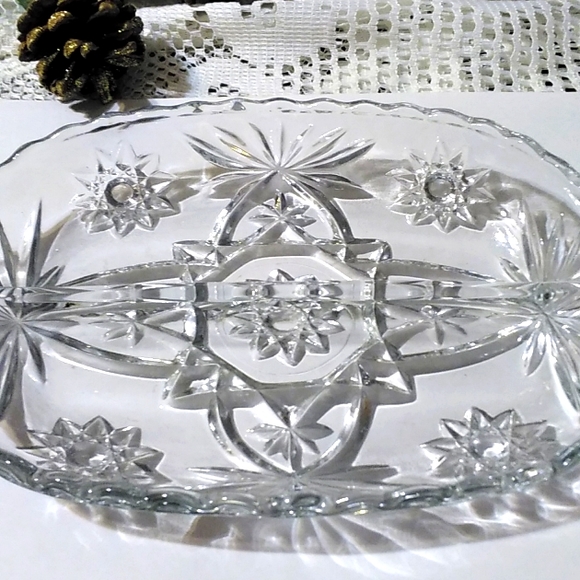 BEAUTIFUL! PRESCUT STAR OF DAVID DIVIDED TRAY WITH HANDLES, ANCHOR HOCKING! - Picture 11 of 14